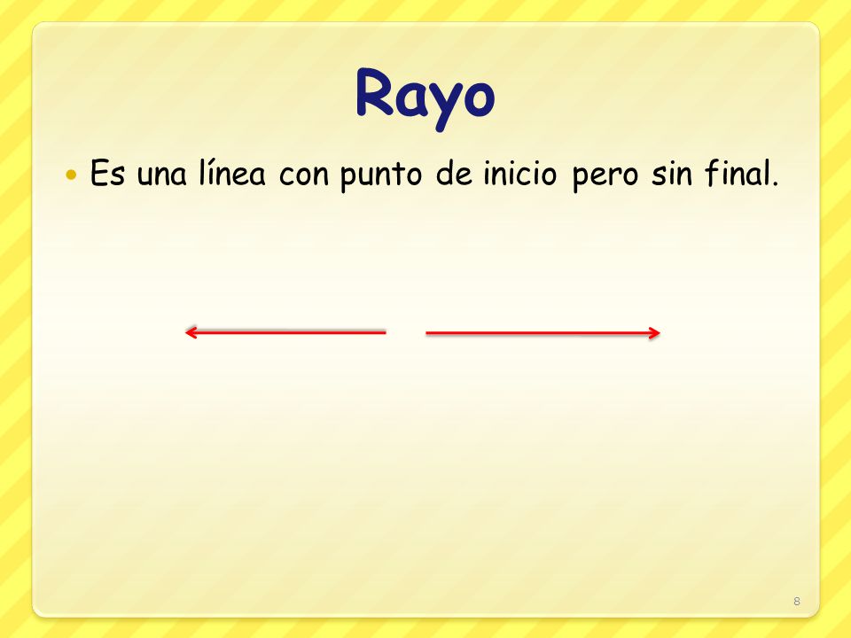 Rayo Es una línea con punto de inicio pero sin final.