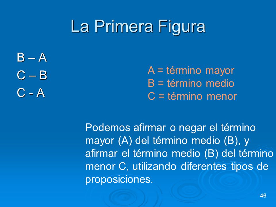 La Primera Figura B – A C – B C - A A = término mayor