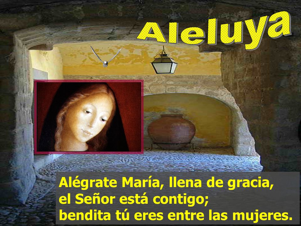 Aleluya Alégrate María, llena de gracia, el Señor está contigo; bendita tú eres entre las mujeres.