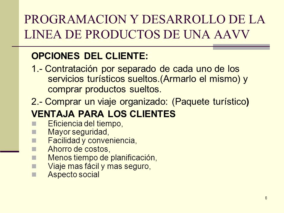 PROGRAMACION Y DESARROLLO DE LA LINEA DE PRODUCTOS DE UNA AAVV