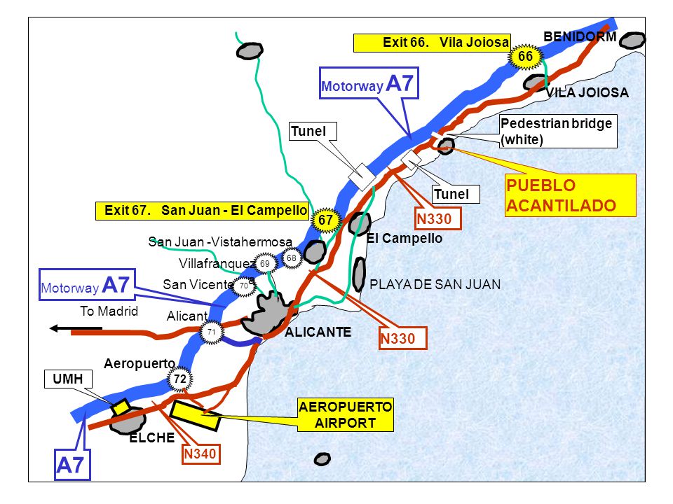 A7 PUEBLO ACANTILADO N330 N330 BENIDORM Exit 66. Vila Joiosa 66