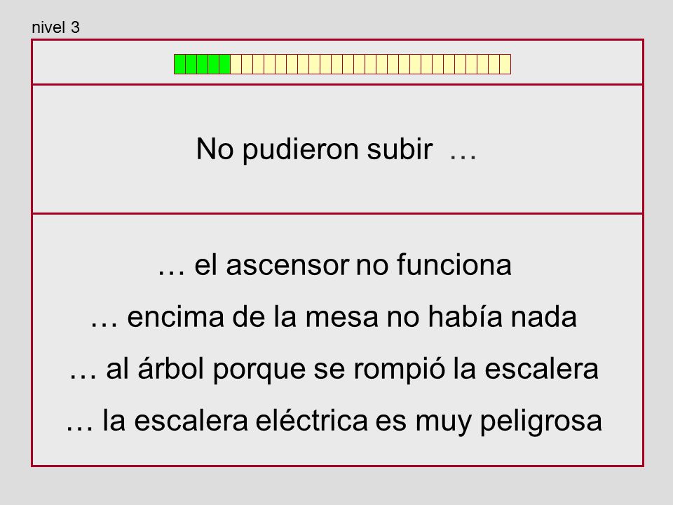 … el ascensor no funciona … encima de la mesa no había nada