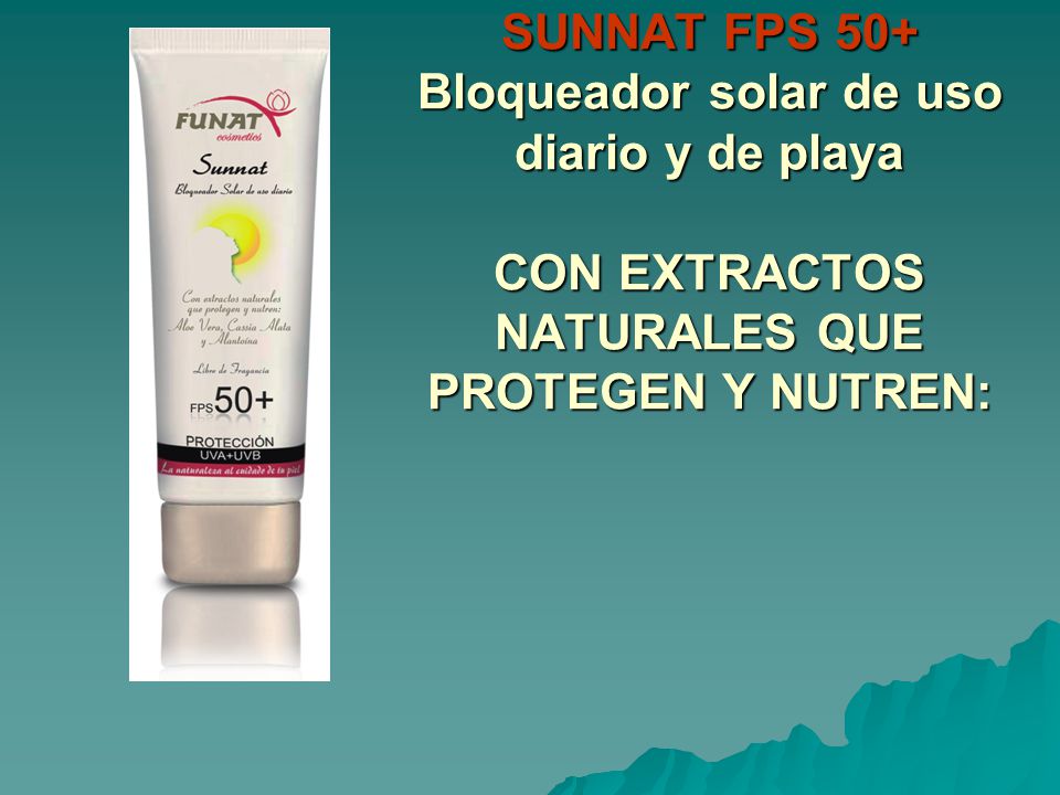 SUNNAT FPS 50+ Bloqueador solar de uso diario y de playa CON EXTRACTOS NATURALES QUE PROTEGEN Y NUTREN: