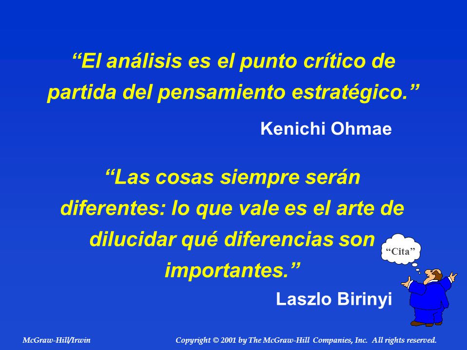 El análisis es el punto crítico de partida del pensamiento estratégico.