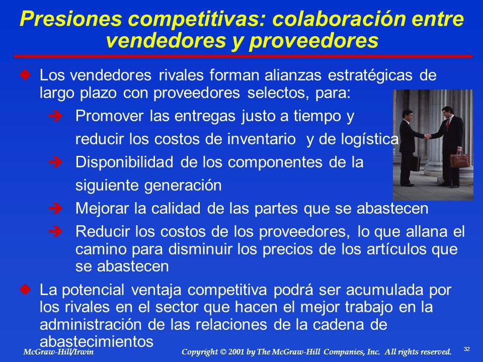 Presiones competitivas: colaboración entre vendedores y proveedores