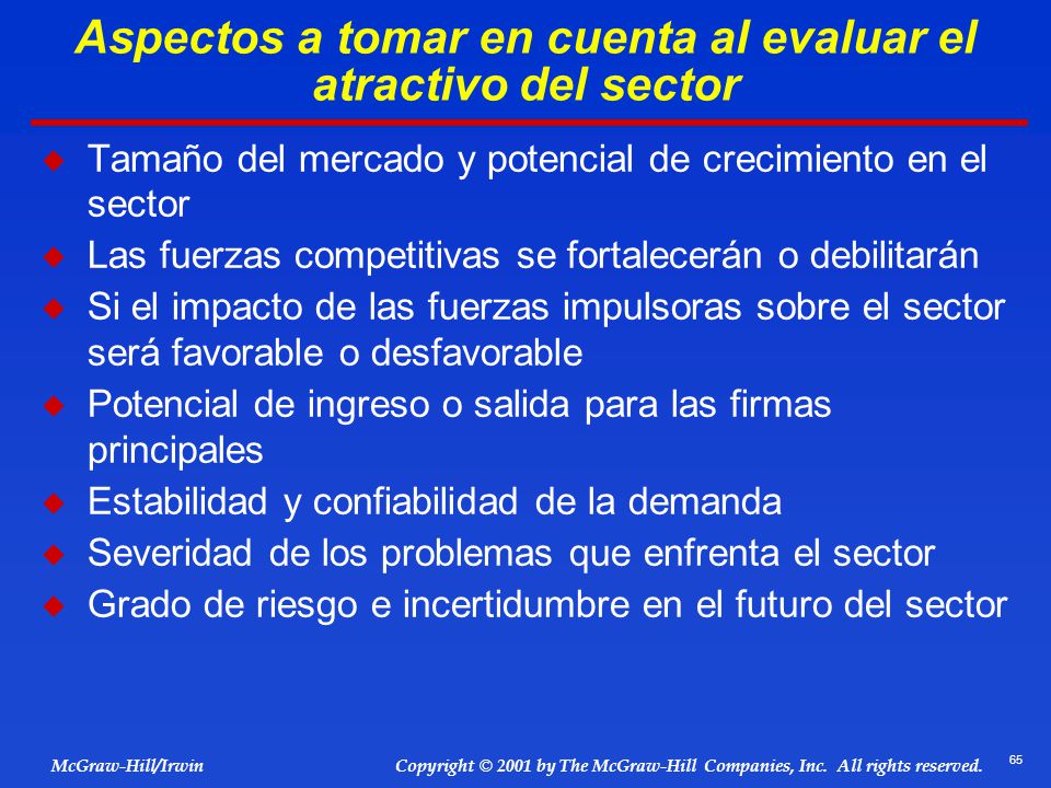 Aspectos a tomar en cuenta al evaluar el atractivo del sector