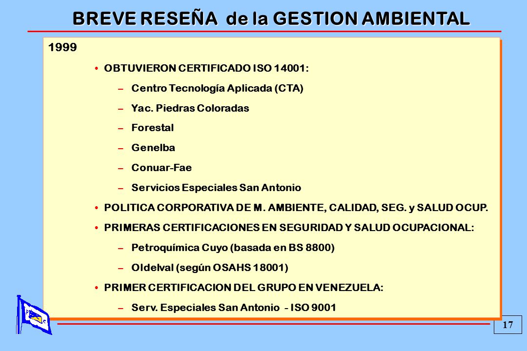 BREVE RESEÑA de la GESTION AMBIENTAL