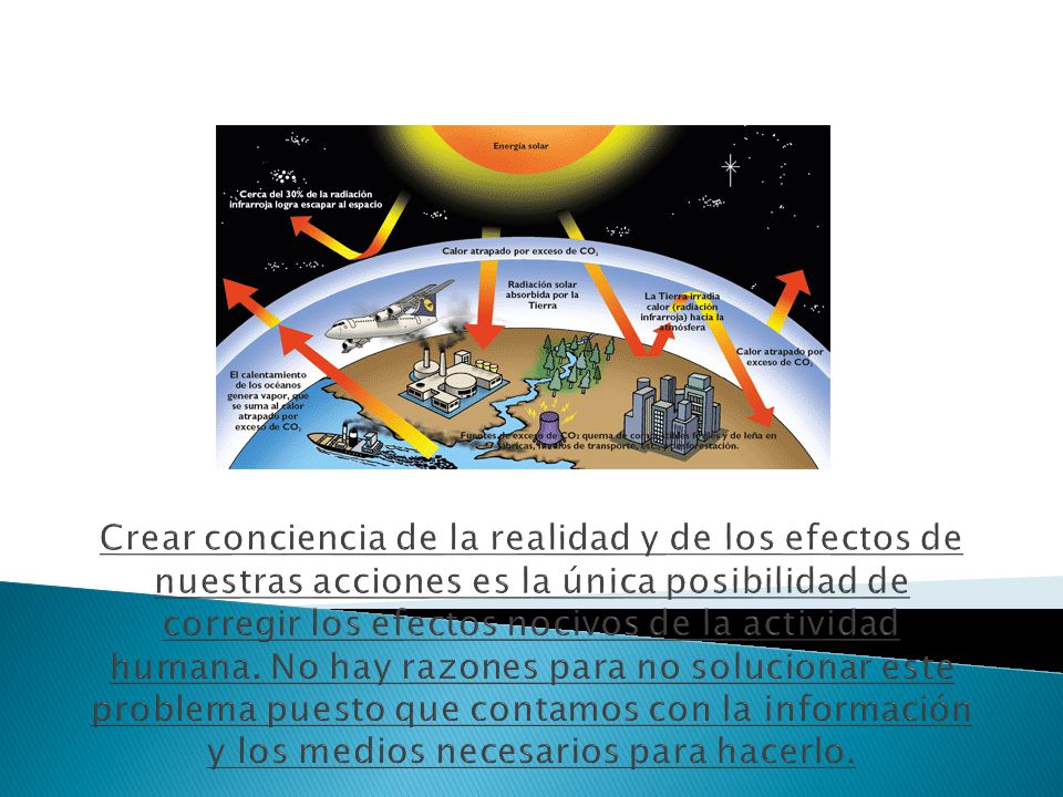 Crear conciencia de la realidad y de los efectos de nuestras acciones es la única posibilidad de corregir los efectos nocivos de la actividad humana.