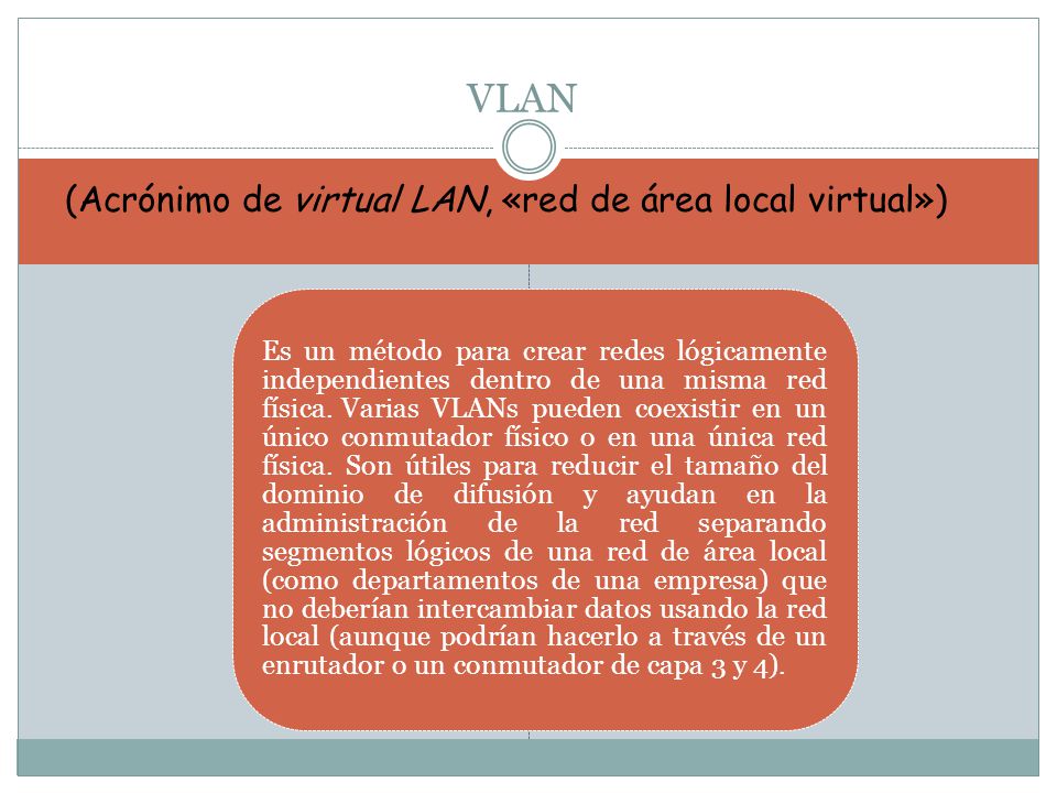 VLAN (Acrónimo de virtual LAN, «red de área local virtual»)