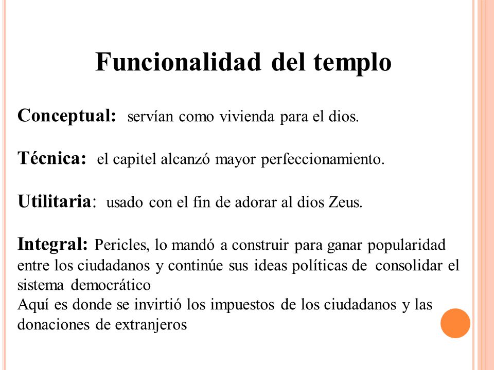 Funcionalidad del templo
