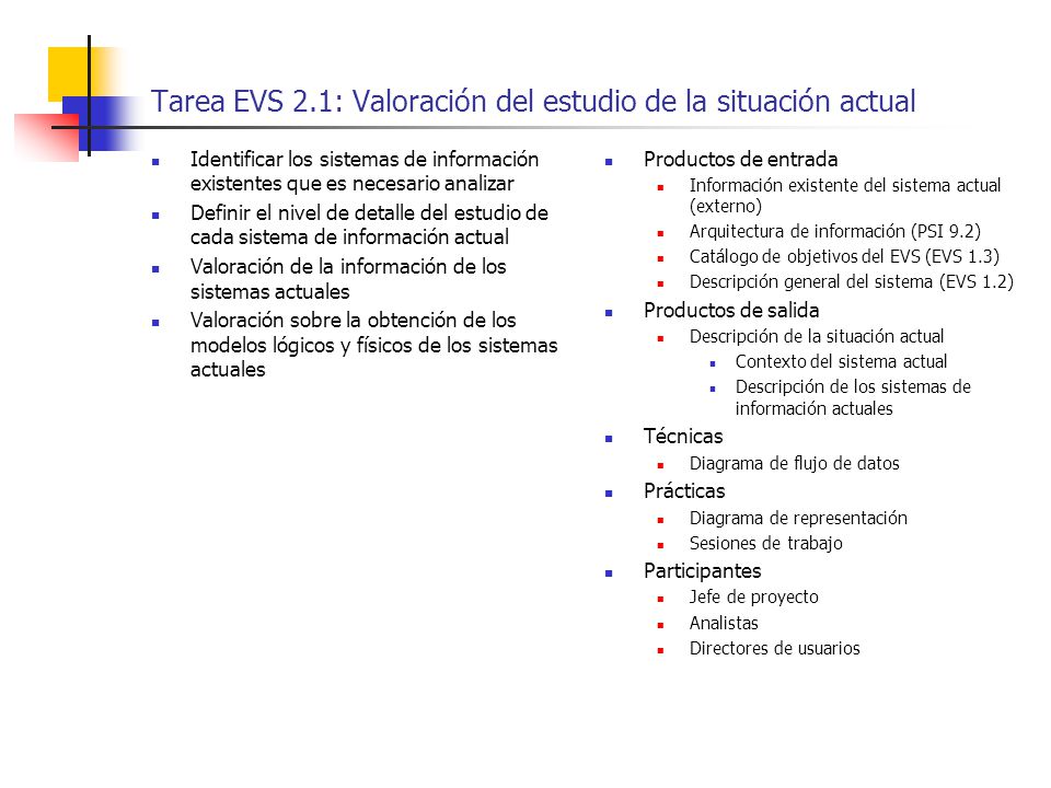 Tarea EVS 2.1: Valoración del estudio de la situación actual