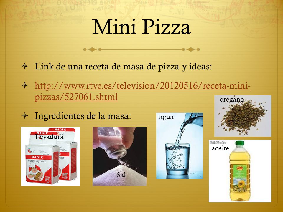 Mini Pizza Link de una receta de masa de pizza y ideas: