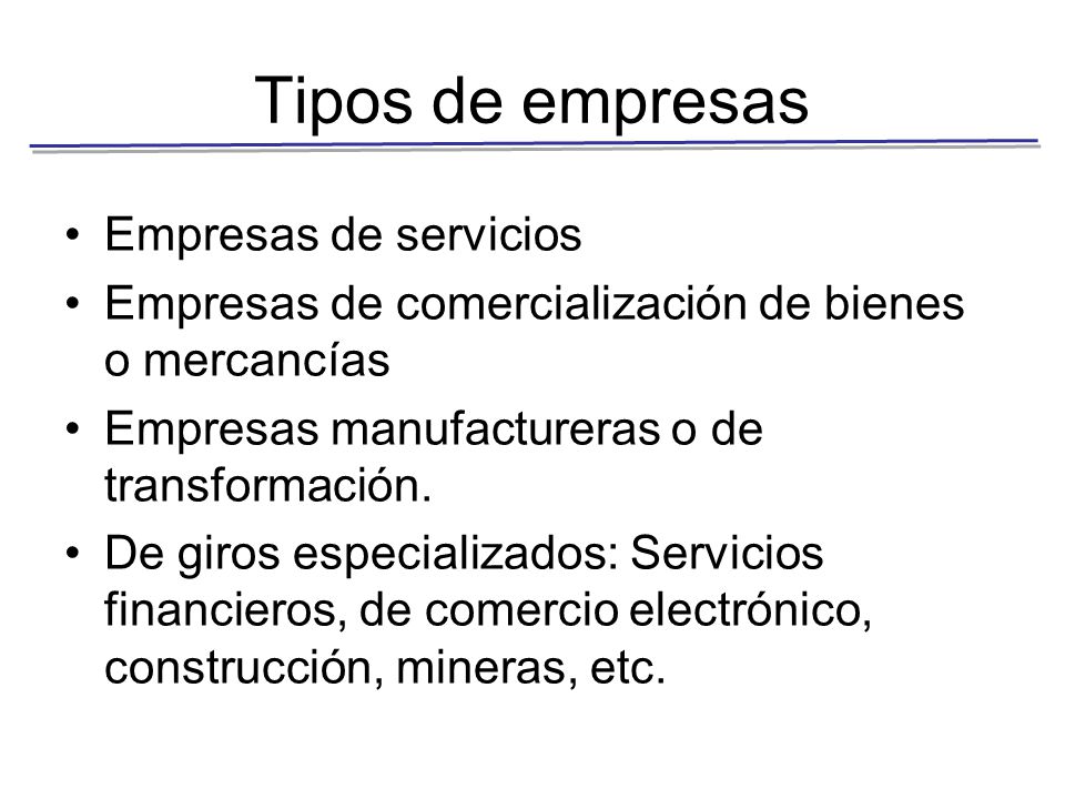Tipos de empresas Empresas de servicios