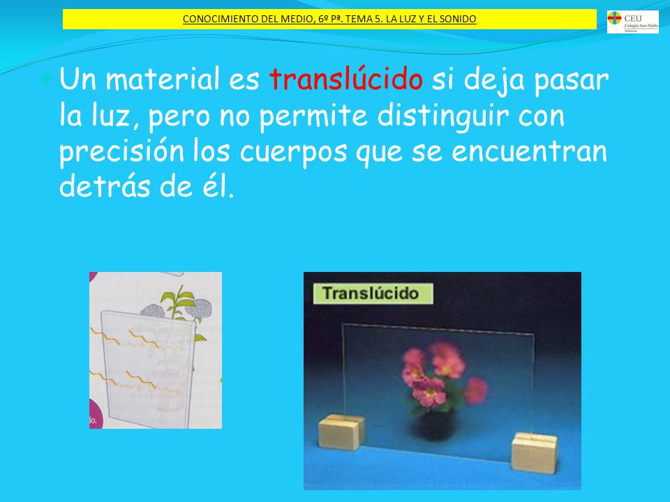CONOCIMIENTO DEL MEDIO, 6º Pª. TEMA 5. LA LUZ Y EL SONIDO