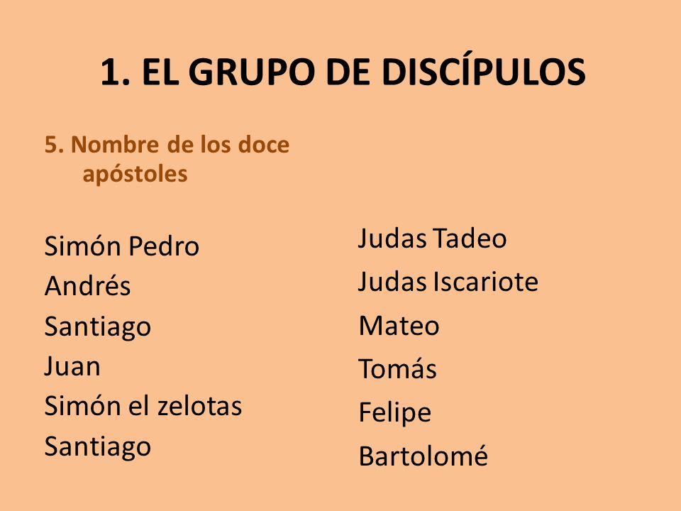 1. EL GRUPO DE DISCÍPULOS Simón Pedro Judas Tadeo Andrés