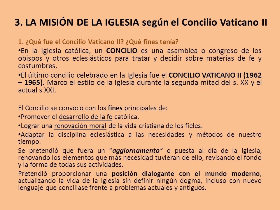 3. LA MISIÓN DE LA IGLESIA según el Concilio Vaticano II