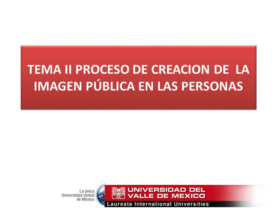 TEMA II PROCESO DE CREACION DE LA IMAGEN PÚBLICA EN LAS PERSONAS