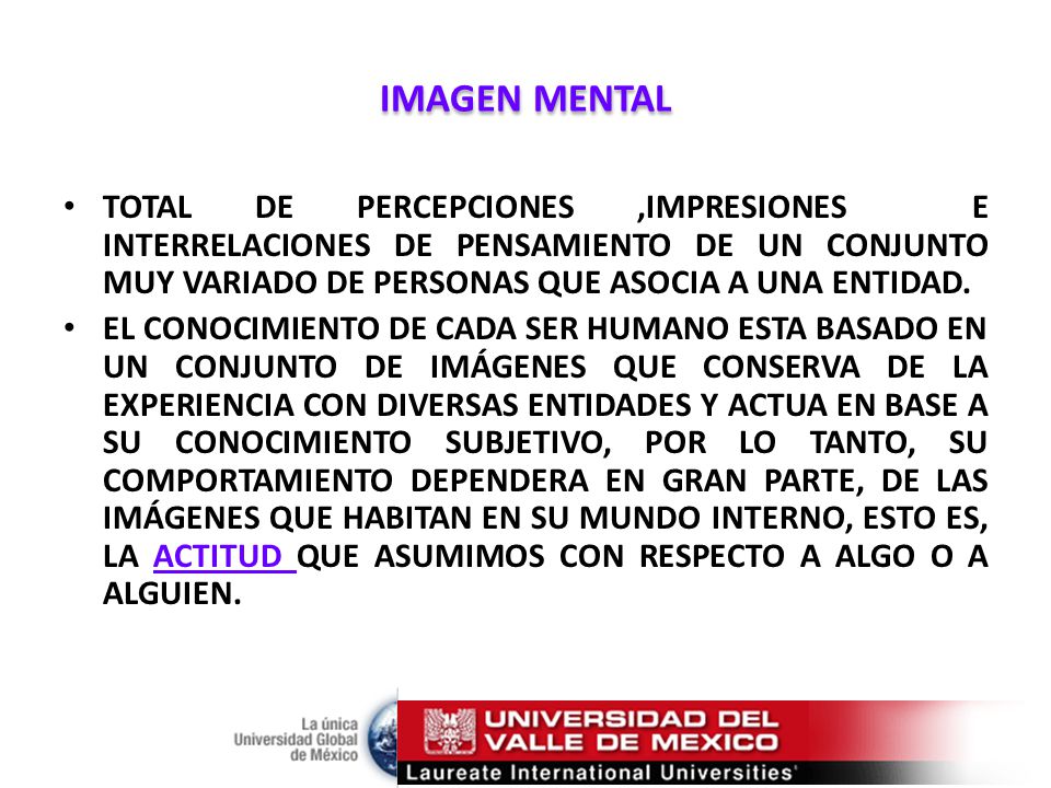 IMAGEN MENTAL TOTAL DE PERCEPCIONES ,IMPRESIONES E INTERRELACIONES DE PENSAMIENTO DE UN CONJUNTO MUY VARIADO DE PERSONAS QUE ASOCIA A UNA ENTIDAD.