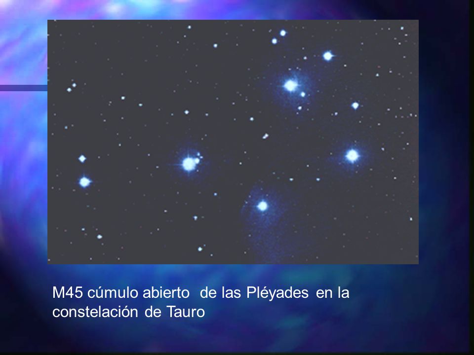 M45 cúmulo abierto de las Pléyades en la constelación de Tauro