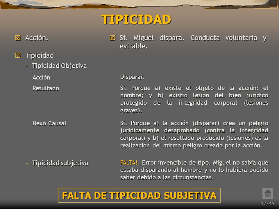 FALTA DE TIPICIDAD SUBJETIVA