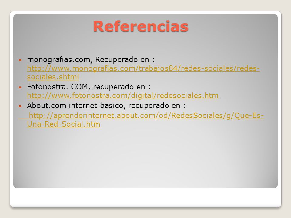 Referencias monografias.com, Recuperado en :   sociales.shtml.