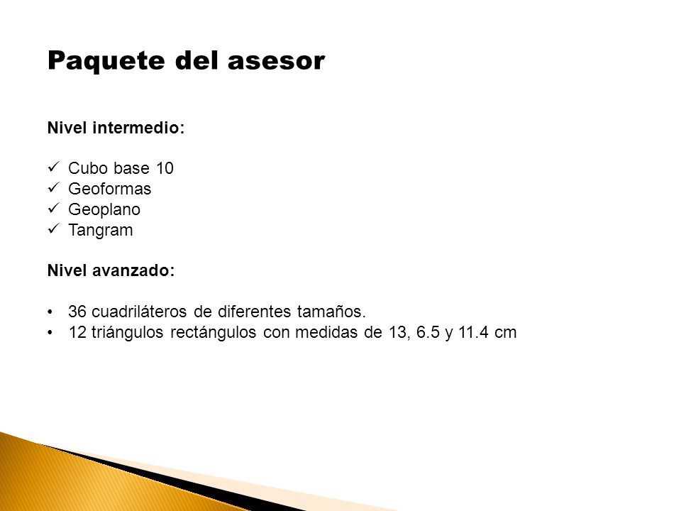 Paquete del asesor Nivel intermedio: Cubo base 10 Geoformas Geoplano