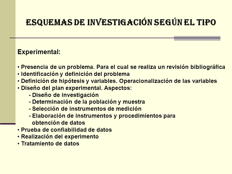 ESQUEMAS DE INVESTIGACIÓN SEGÚN EL TIPO