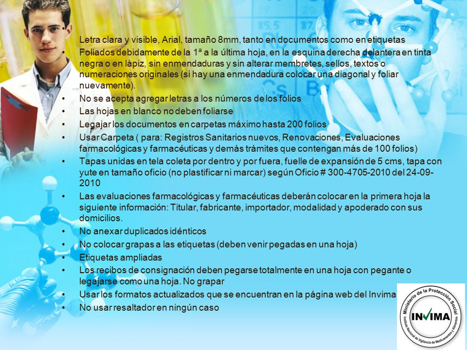 Letra clara y visible, Arial, tamaño 8mm, tanto en documentos como en etiquetas