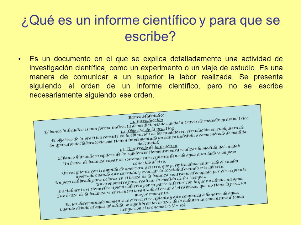 ¿Qué es un informe científico y para que se escribe