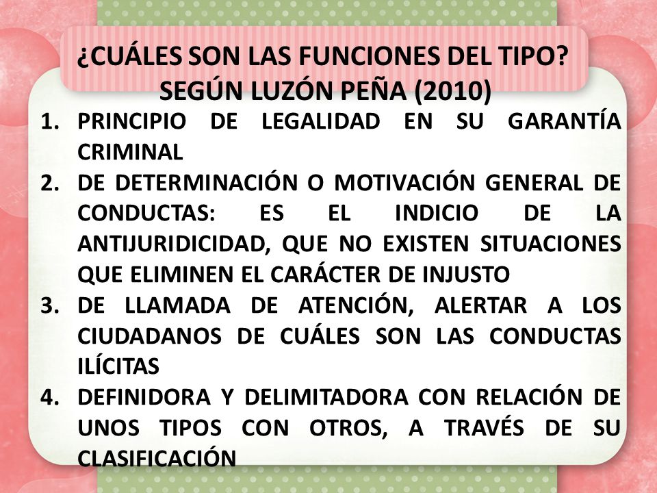 ¿CUÁLES SON LAS FUNCIONES DEL TIPO SEGÚN LUZÓN PEÑA (2010)