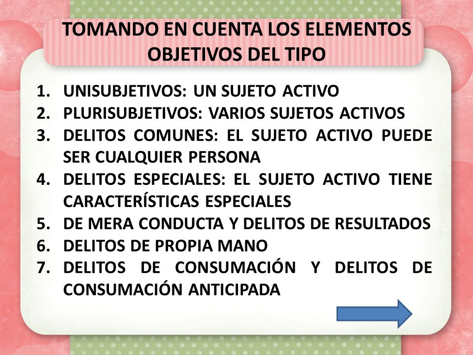TOMANDO EN CUENTA LOS ELEMENTOS OBJETIVOS DEL TIPO