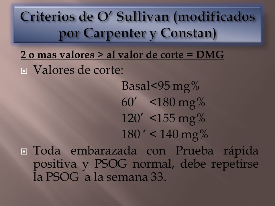 Criterios de O’ Sullivan (modificados por Carpenter y Constan)
