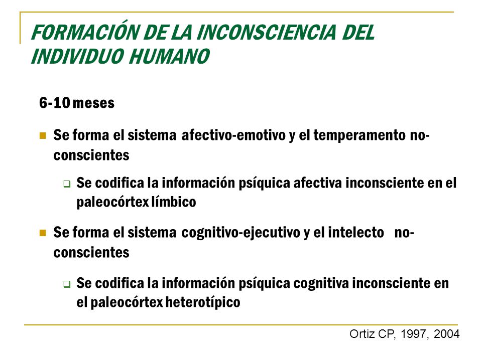 FORMACIÓN DE LA INCONSCIENCIA DEL INDIVIDUO HUMANO