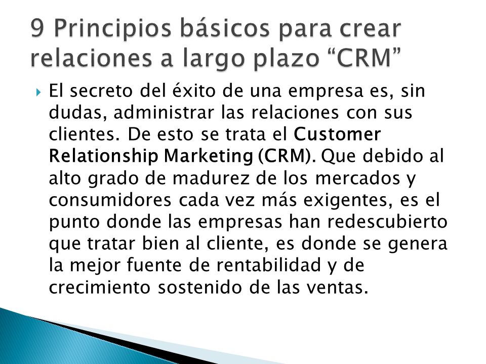 9 Principios básicos para crear relaciones a largo plazo CRM