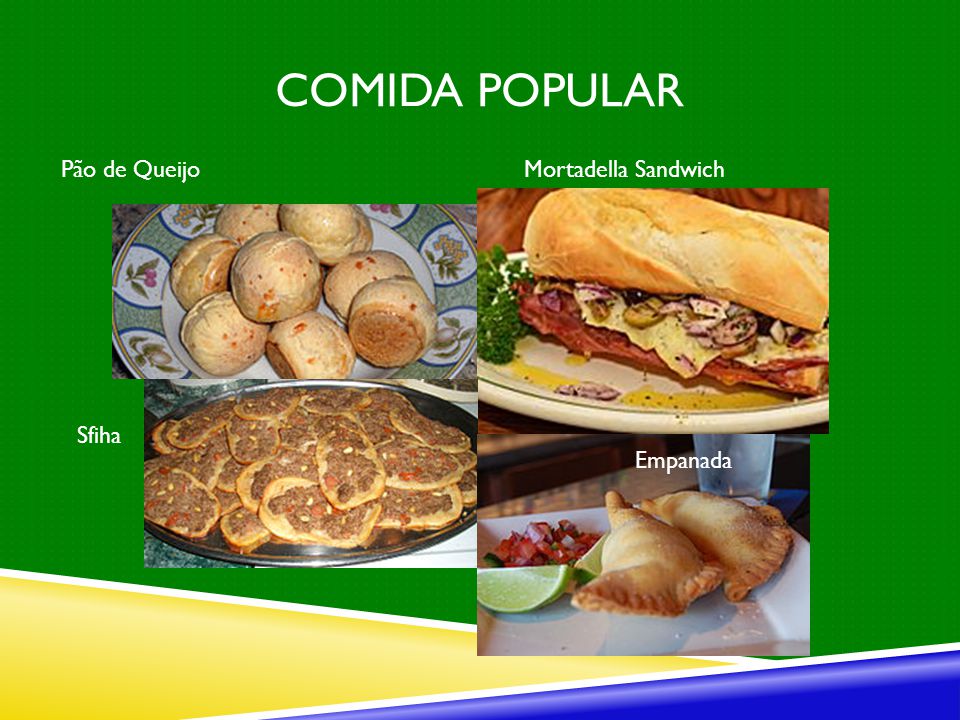 Comida Popular Pão de Queijo Mortadella Sandwich Sfiha Empanada
