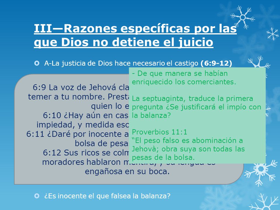 III—Razones específicas por las que Dios no detiene el juicio