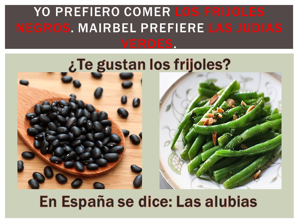 ¿Te gustan los frijoles En España se dice: Las alubias