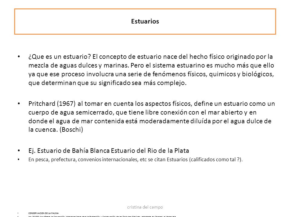 Ej. Estuario de Bahía Blanca Estuario del Rio de la Plata