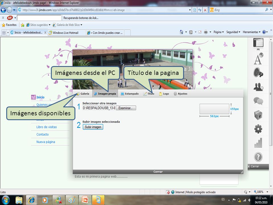 Imágenes desde el PC Título de la pagina Imágenes disponibles