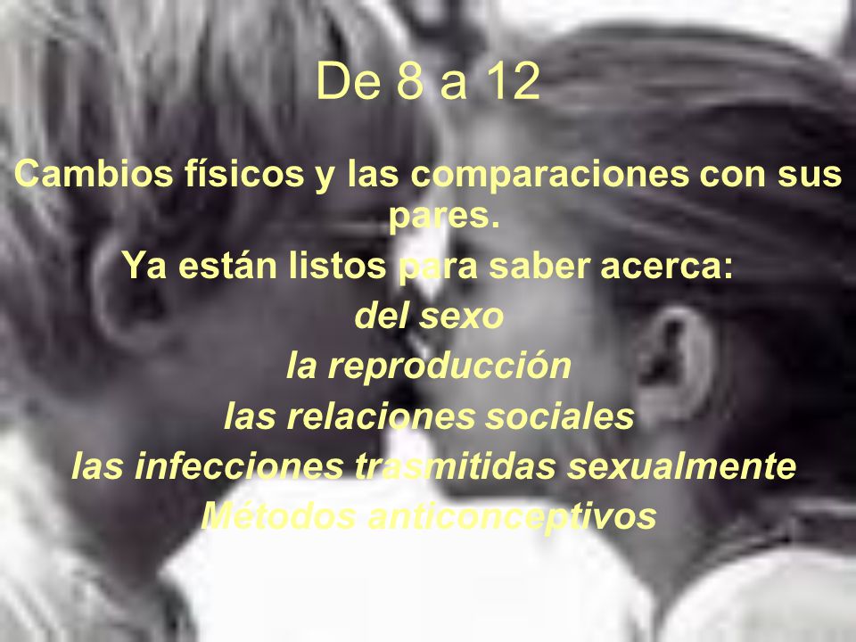 De 8 a 12 Cambios físicos y las comparaciones con sus pares.