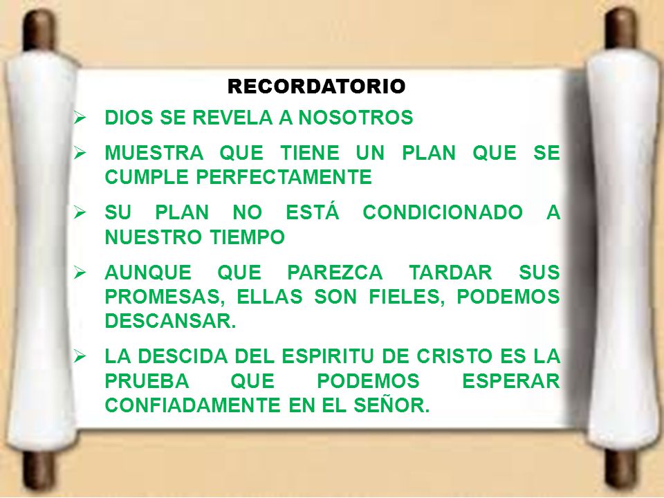 Recordatorio DIOS SE REVELA A NOSOTROS. MUESTRA QUE TIENE UN PLAN QUE SE CUMPLE PERFECTAMENTE. SU PLAN NO ESTÁ CONDICIONADO A NUESTRO TIEMPO.