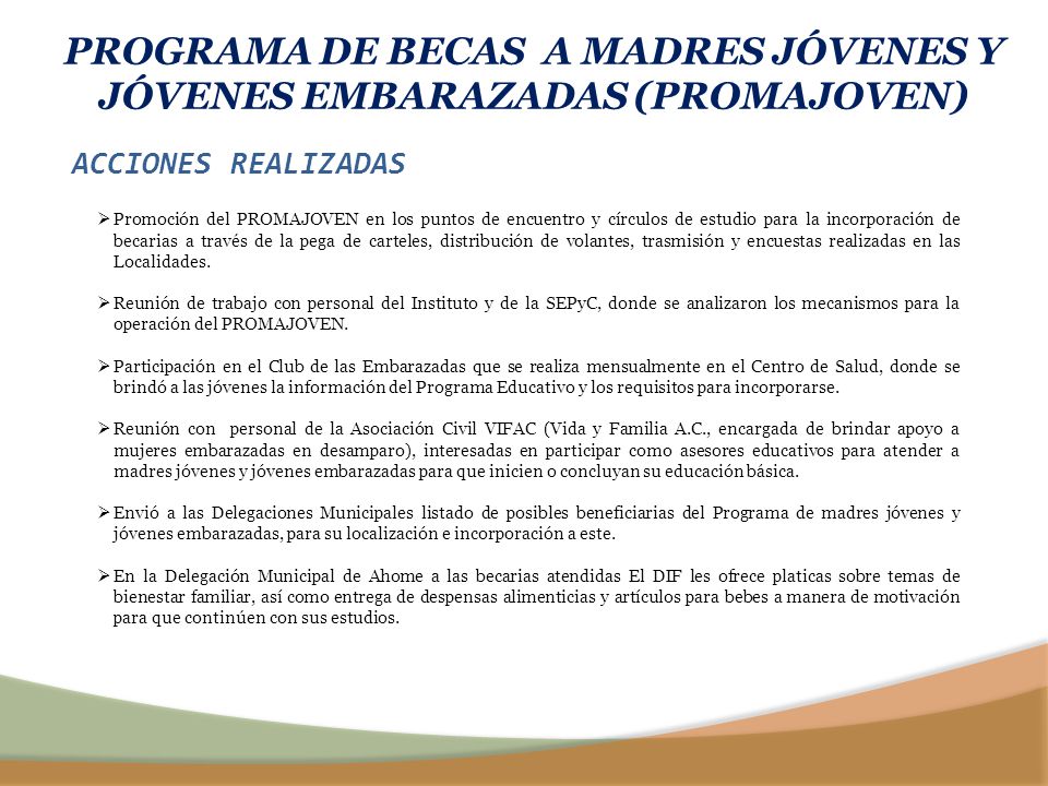PROGRAMA DE BECAS A MADRES JÓVENES Y JÓVENES EMBARAZADAS (PROMAJOVEN)