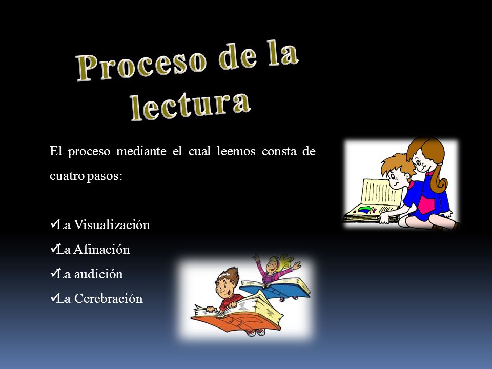 Proceso de la lectura El proceso mediante el cual leemos consta de cuatro pasos: La Visualización.