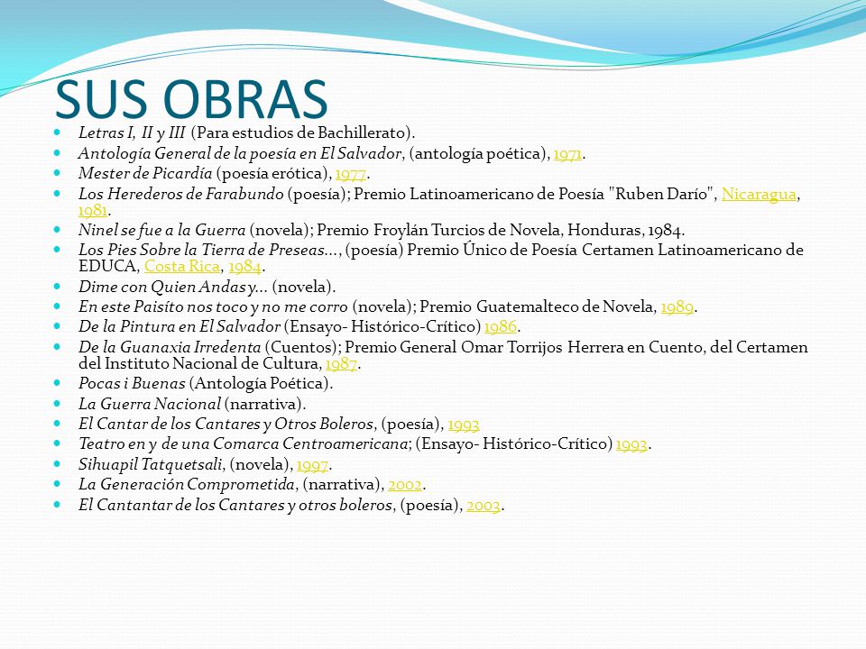 SUS OBRAS Letras I, II y III (Para estudios de Bachillerato).