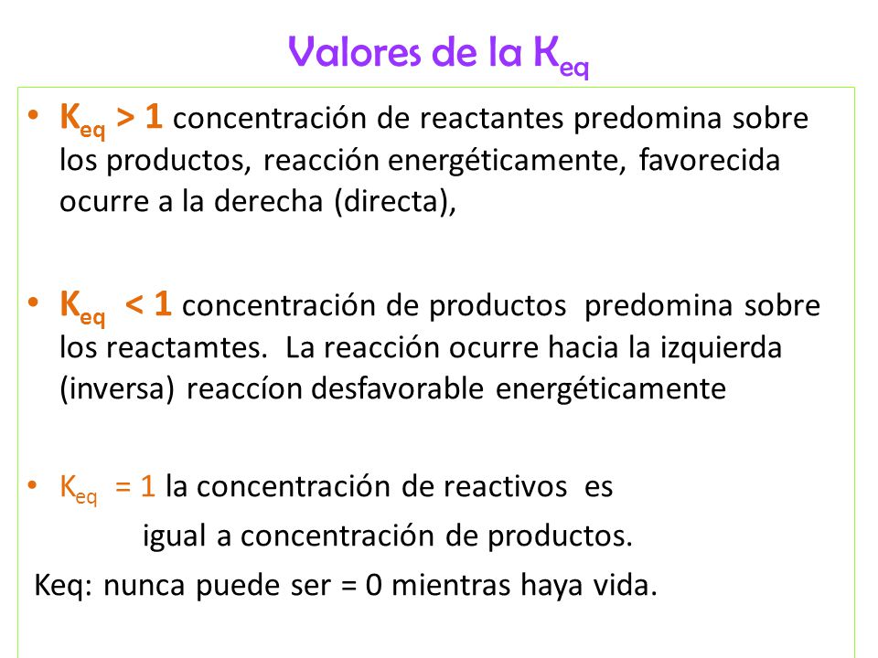 Valores de la Keq