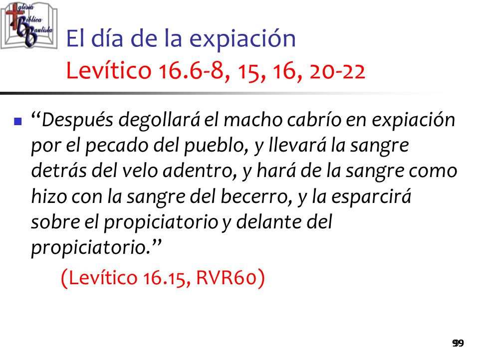El día de la expiación Levítico , 15, 16, 20-22