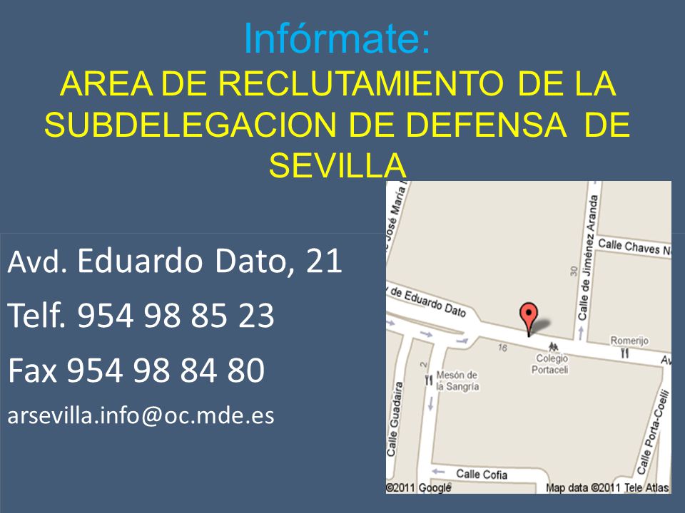 Vista previa Infórmate: AREA DE RECLUTAMIENTO DE LA SUBDELEGACION DE DEFENSA DE SEVILLA. Vista previa.