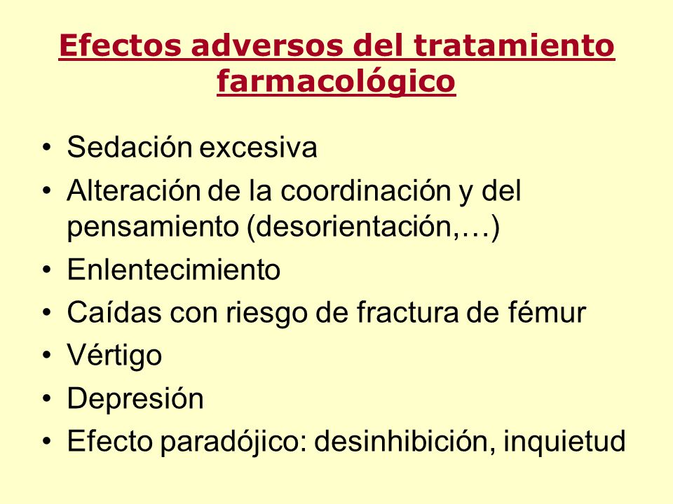 Efectos adversos del tratamiento farmacológico