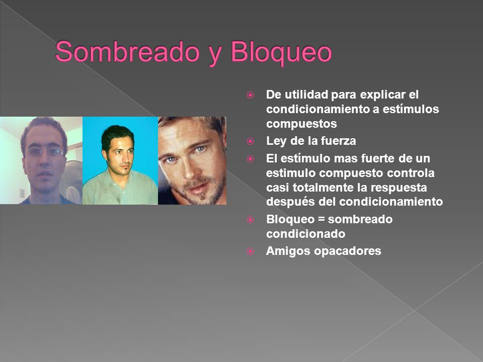 Sombreado y Bloqueo De utilidad para explicar el condicionamiento a estímulos compuestos. Ley de la fuerza.