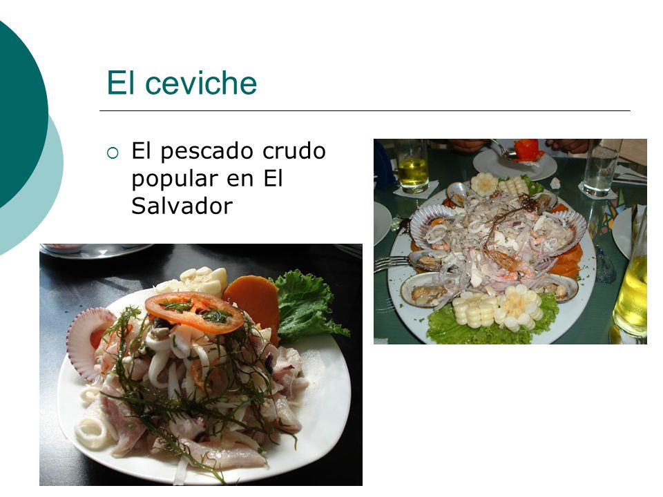 El ceviche El pescado crudo popular en El Salvador